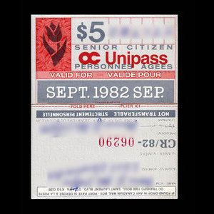 Canada, OC Transpo, 5 dollars : September 1982