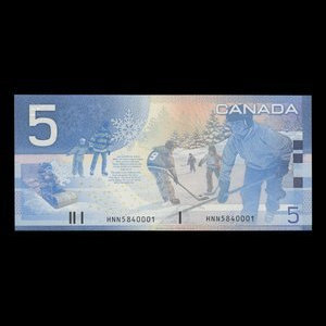 Canada, Bank of Canada, 5 dollars : 2002