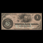 Canada, Colonial Bank of Canada, 1 dollar : May 4, 1859