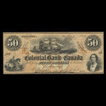 Canada, Colonial Bank of Canada, 50 dollars : August 4, 1859