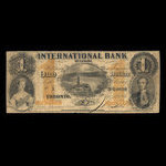 Canada, International Bank of Canada, 1 dollar : September 15, 1858