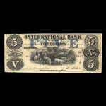 Canada, International Bank of Canada, 5 dollars : September 15, 1858