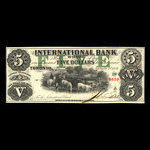 Canada, International Bank of Canada, 5 dollars : September 15, 1858