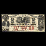 Canada, Bank of Western Canada, 2 dollars : September 20, 1859