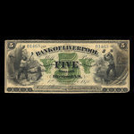 Canada, Bank of Liverpool, 5 dollars : November 1, 1871