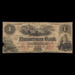 Canada, Zimmerman Bank, 1 dollar : June 7, 1856