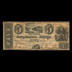 Canada, Niagara Suspension Bridge Bank, 5 dollars : October 13, 1840