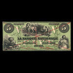 Canada, La Banque Nationale (National Bank), 5 dollars : April 28, 1860