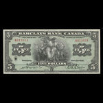 Canada, Barclays Bank, 5 dollars : September 3, 1929