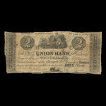 Canada, Union Bank, 2 dollars : August 1, 1838