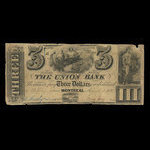 Canada, Union Bank, 3 dollars : August 1, 1838