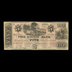 Canada, Union Bank, 5 dollars : August 1, 1838