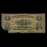 Canada, Maritime Bank of the Dominion of Canada, 4 dollars : January 2, 1873