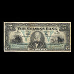 Canada, Molsons Bank, 5 dollars : January 2, 1912