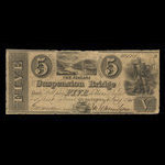 Canada, Niagara Suspension Bridge Bank, 5 dollars : January 4, 1841