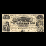 Canada, Westmorland Bank of New Brunswick, 1 dollar : June 1, 1854