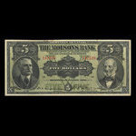 Canada, Molsons Bank, 5 dollars : January 2, 1908