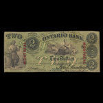 Canada, Ontario Bank, 2 dollars : August 15, 1857