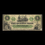 Canada, Quebec Bank, 4 dollars : January 2, 1863