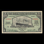 Trinidad, Royal Bank of Canada, 5 dollars : January 3, 1938