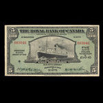 St. Kitts, Royal Bank of Canada, 5 dollars : January 3, 1938