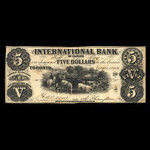 Canada, International Bank of Canada, 5 dollars : September 15, 1858