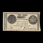 Canada, J.B. Cadieux, 3 francs : June 20, 1837