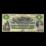 Canada, Westmorland Bank of New Brunswick, 1 dollar : August 1, 1861