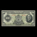 Canada, Royal Bank of Canada, 100 dollars <br /> January 3, 1927