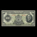 Canada, Royal Bank of Canada, 100 dollars : January 3, 1927