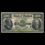 Canada, Bank of Montreal, 100 dollars <br /> January 2, 1923