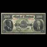 Canada, Bank of Montreal, 100 dollars : January 2, 1923