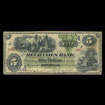 Canada, Mechanics Bank (Montreal), 5 dollars : June 1, 1872