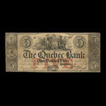 Canada, Quebec Bank, 5 dollars : November 1, 1847