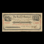 Canada, Bank of Montreal, 1 dollar : June 6, 1852