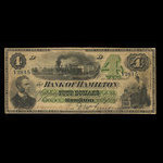 Canada, Bank of Hamilton, 4 dollars : September 2, 1872