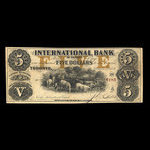 Canada, International Bank of Canada, 5 dollars : September 15, 1858