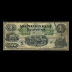 Canada, Mechanics Bank (Montreal), 4 dollars : June 1, 1872