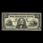 Canada, Molsons Bank, 5 dollars : January 2, 1912