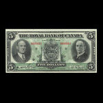 Canada, Royal Bank of Canada, 5 dollars : July 3, 1933