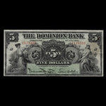 Canada, Dominion Bank, 5 dollars : July 3, 1905