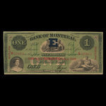 Canada, Bank of Montreal, 1 dollar : January 3, 1859