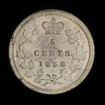 Canada, Victoria, 5 cents : 1858