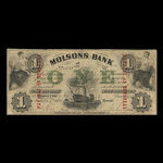 Canada, Molsons Bank, 1 piastre : October 1, 1855