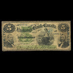 Canada, Exchange Bank of Canada, 5 dollars : October 1, 1872