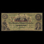 Canada, Bank of Upper Canada (York), 5 dollars : January 1, 1861