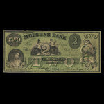 Canada, Molsons Bank, 2 dollars : October 1, 1857