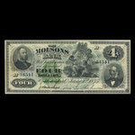 Canada, Molsons Bank, 4 dollars : June 1, 1875