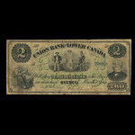 Canada, Union Bank of Lower Canada, 2 dollars : March 1, 1866