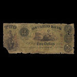 Canada, Ontario Bank, 2 dollars : August 15, 1857